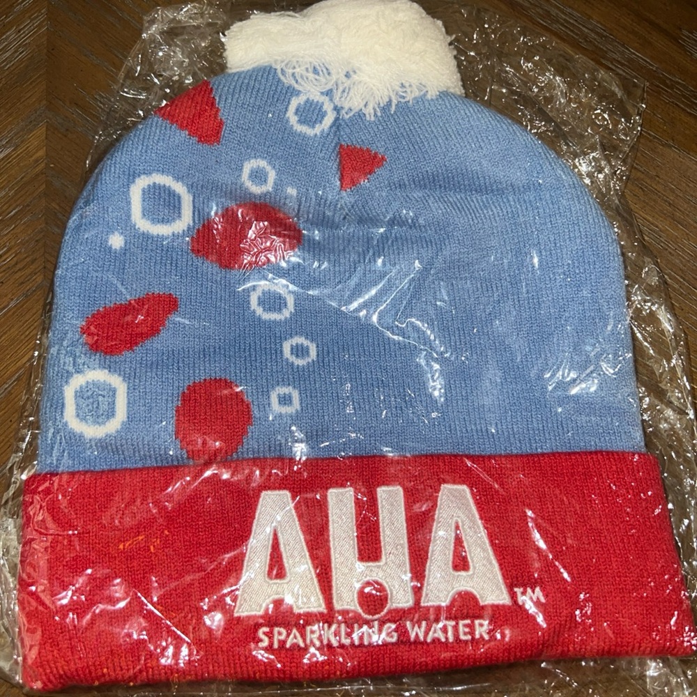 AHA REP YOUR WATER BEANIE/SKULL/SKI POM HAT/CAP, FOLD OVER/CUFF, OUTDOOR/WINTER